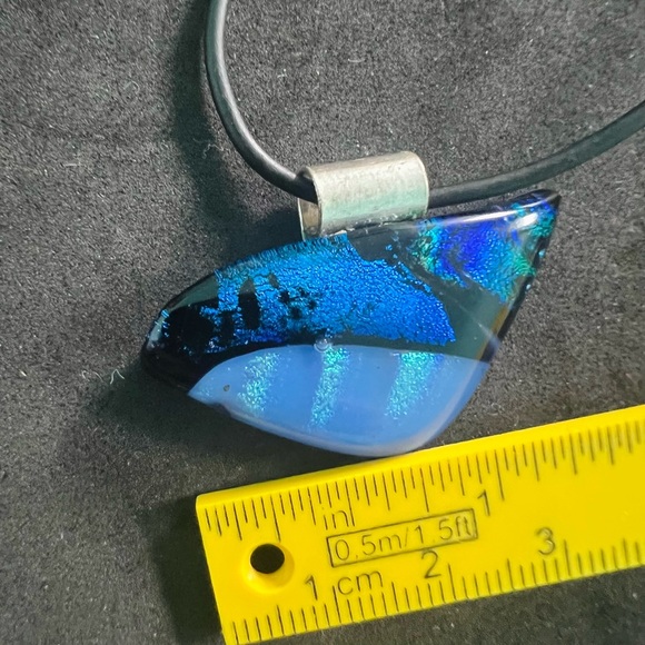 Blue Wave Art Glass Dichroic Pendant Blue Pendant Blue Lavender - Picture 5 of 5